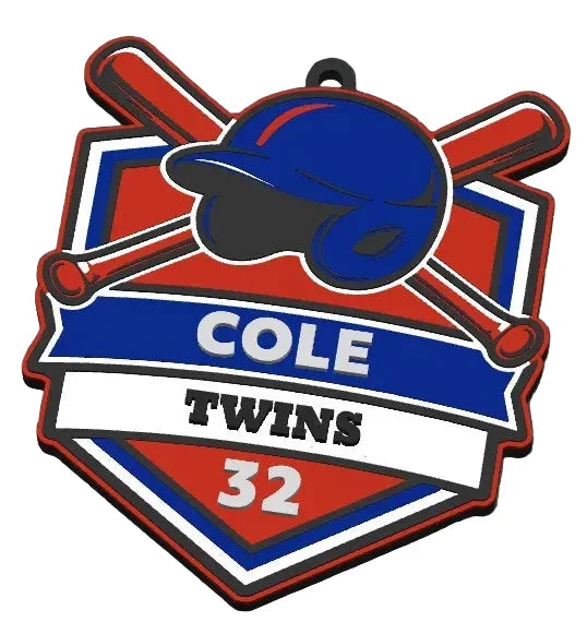 Customizable Baseball Softball Bag Tag / Keychain